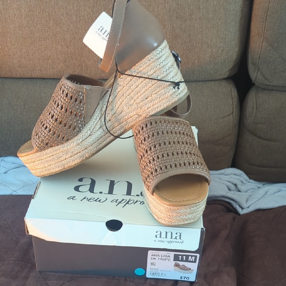 A.N.A Women's Tan Woven Espadrille Sandals, Size 11